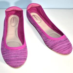 Land's End Women's Wide Width Comfort Elastic Slip On Flat Shoes Pink Heather